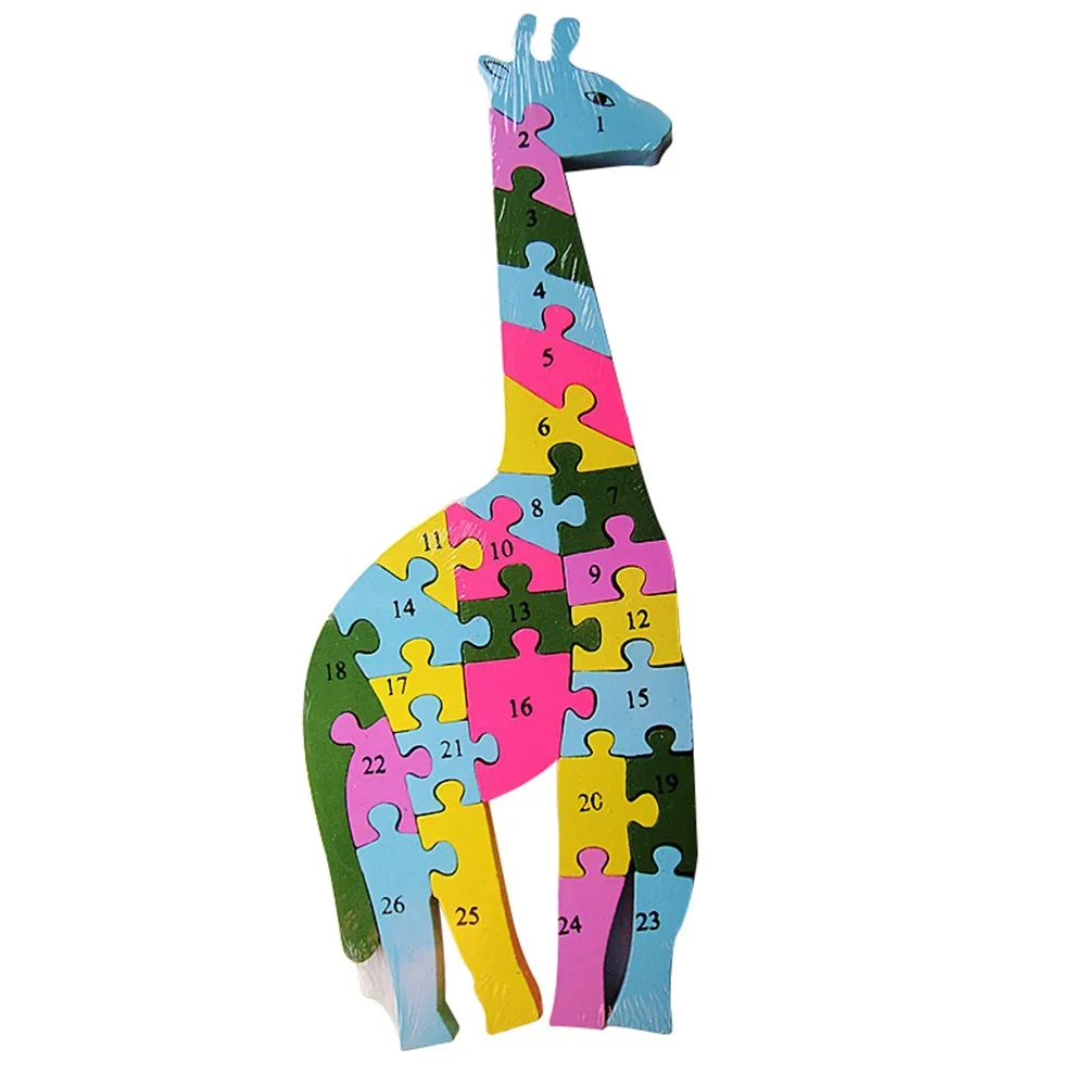 giraffe Детские деревянные головоломки животные Улитка Лев Краб Пазл «Жираф» Игрушка Дети Раннее Образование деревянная игрушка - Цвет: giraffe