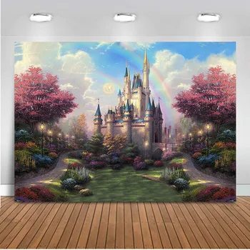 

Castle backdrop for photography Fairy Tale View Background for photo studio Princess Birthday party decoration supplies photo