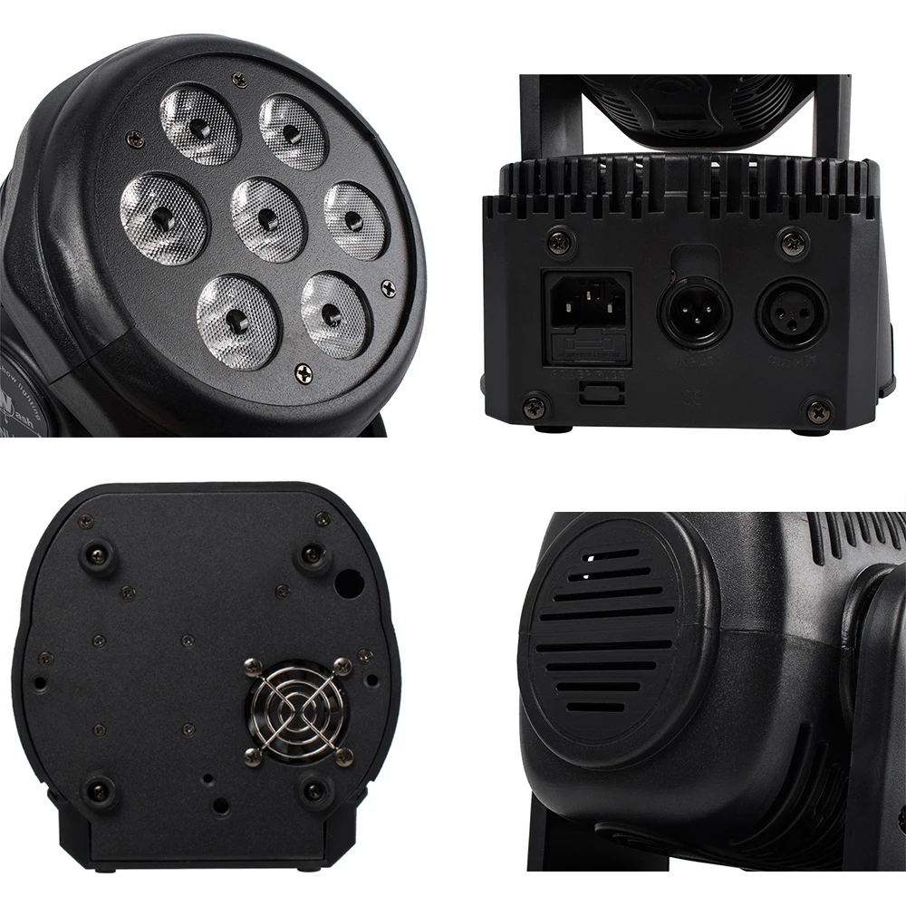 LED Stage Light LED Wash 7x18W RGBWA+UV/7x12W RGBW Moving Head Lighting 6in1 BGBWA+UV For Disco DJ KTV 12/16DMX Channels