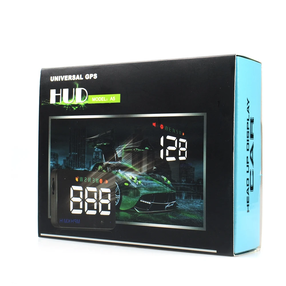 Универсальный автомобильный HUD gps измеритель скорости o Head Up дисплей A5 цифровой сигнал о превышении скорости лобовое стекло Projetor Авто навигация