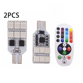 

12 LED Colorful RGB Remote Control Car Dome Light T10 5050 LED Bulbs Reading Lights Vehicle Indicator Lamp DC12V
