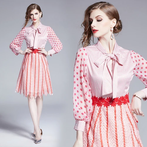 

2019 new lace striped temperament Tamiflu small fragrance Slim fashion slim dress