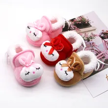 Bebé Zapatos de niño pequeño niños niñas zapatos dibujos animados conejo cálido invierno zapatos botas de suela suave recién nacido primeros Walkers zapatos(China)
