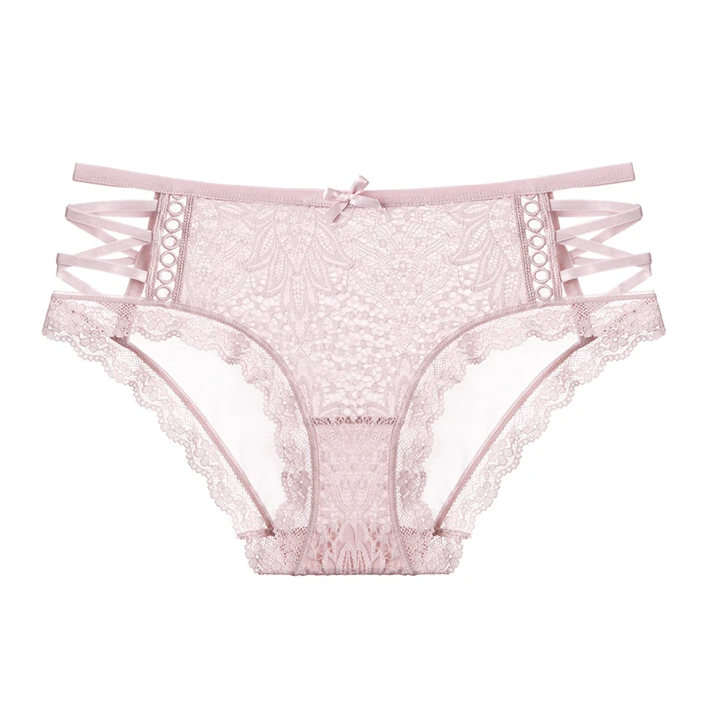 Pink TERMEZY, сексуальные женские трусики, кружевные, с низкой талией, полые трусы, женские, одноцветные, с перекрестными ремешками, нижнее белье, прозрачные стринги, нижнее белье, трусики - Цвет: Pink