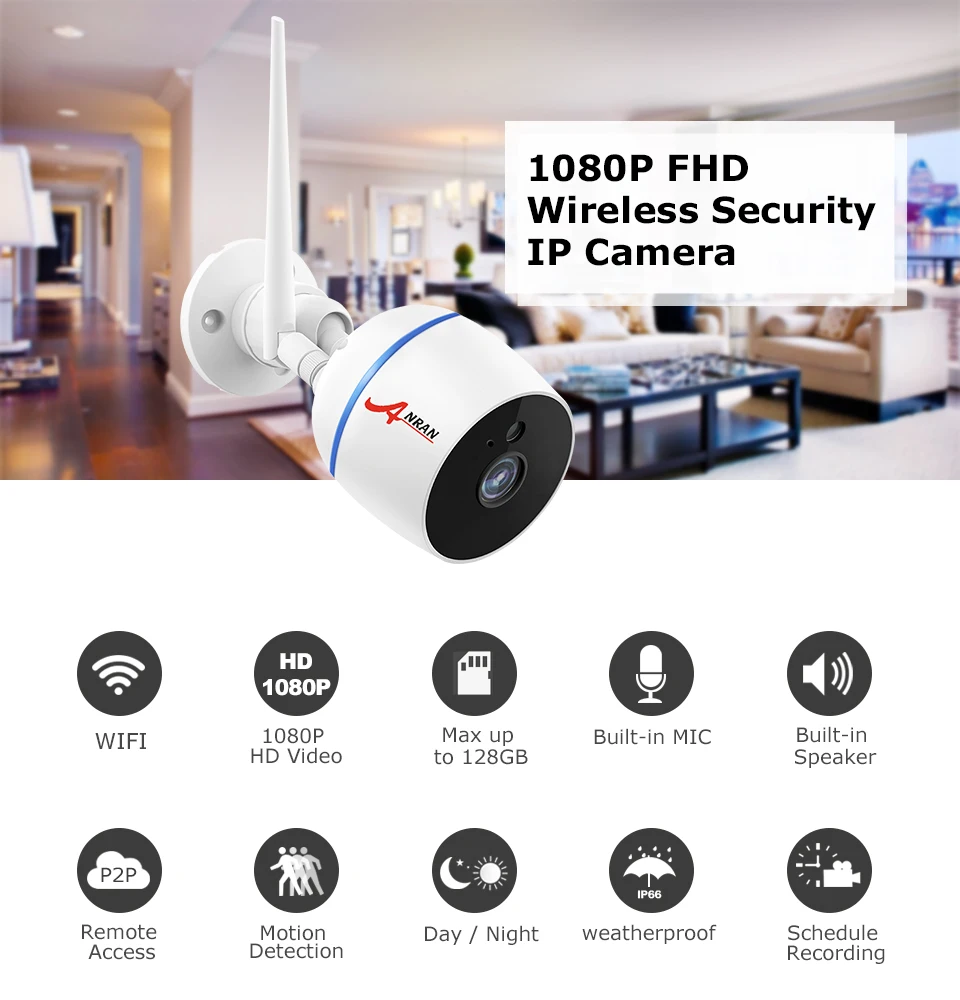 1080P IP камера HD Wifi наружная камера видеонаблюдения беспроводная двухсторонняя аудио камера ночного видения Металлическая Цилиндрическая камера безопасности