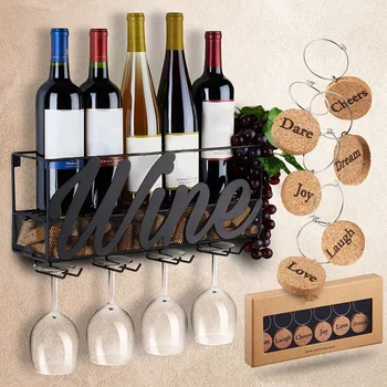

Wall Mounted Wine Rack Bottle Glass Holder Store Red White Champagne Home Kitchen 2019ing