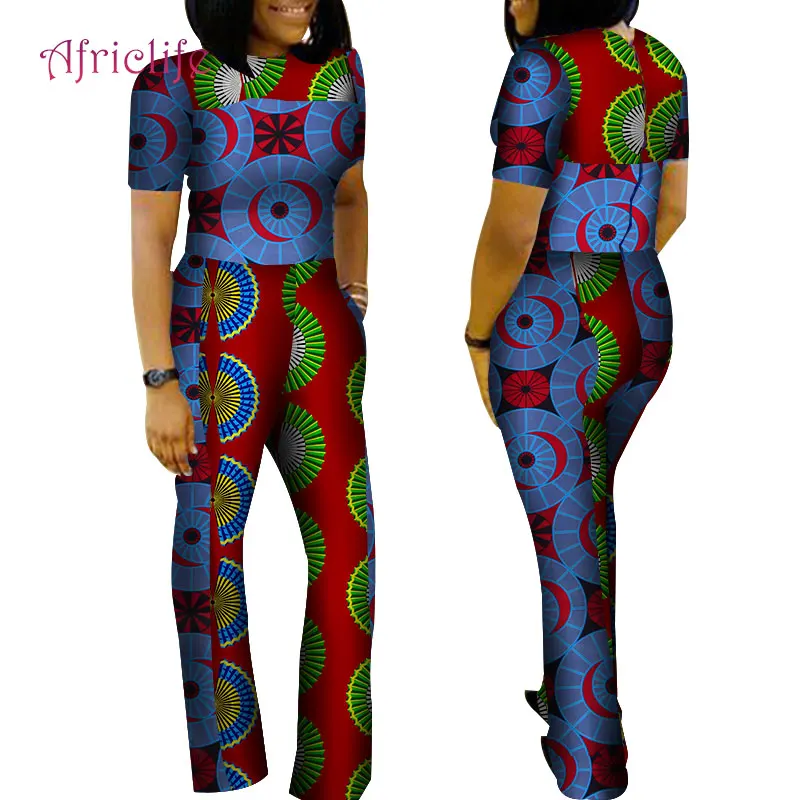 Индивидуальный Африканский комбинезон для женщин, короткий рукав, длина по щиколотку, широкие штанины, Анкара, комбинезон, летняя одежда для работы, WY4170 - Цвет: 13