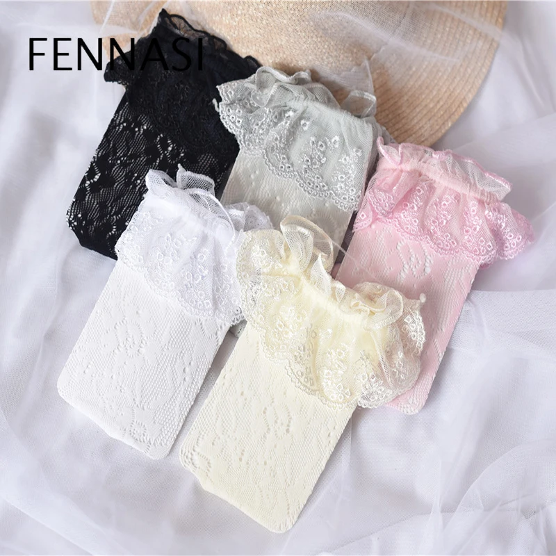 FENNASI, женские носки, розовые, кружевные, Лолита, кавайные носки, милые, липкие, женские, с принтом, пикантные носки, две вещи, Harajuku, забавные
