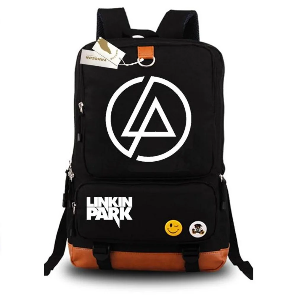 style1 black Linkin Park школьная сумка Рок-Группа Рюкзак студенческий школьный рюкзак ноутбук рюкзак повседневный рюкзак для отдыха - Цвет: style1 black