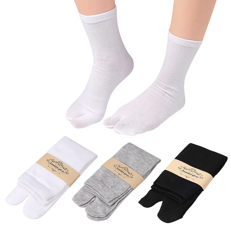 

6 Pcs Japanese Men and Women Summer Fiber Two Finger Socks Black Kimono Flip Flop Sandal Split Ninjia White Tabi Toe Socks