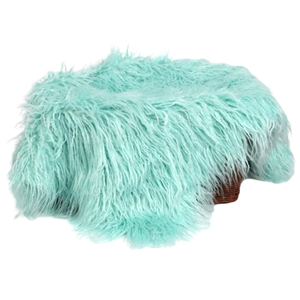 light green Коврик из искусственного меха для пеленания мягкое детское одеяло многоразовые уличные реквизиты для фотосъемки удобный однотонный теплый фон для новорожденных - Цвет: light green