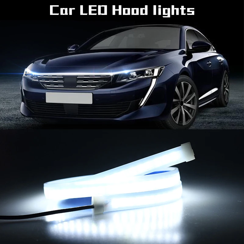 

DIY Car Hood Flexible Led Strip Light 12V White Daytime Running Lights Decoration Backlight Long Auto Atmospere Lamp Universal