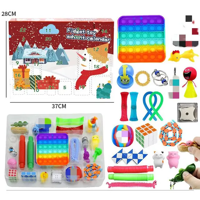 2021 Fidget Toys Advent Calendar Christmas Gift 24 Days Pack Set Anti Stress Kit Stress Relief Figet Toy Blind Box Kids Gift U