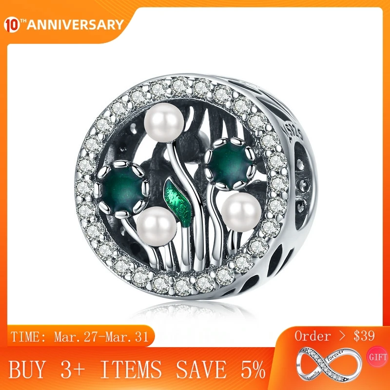 

CodeMonkey Spring Collection 925 Sterling Silver Luminous Flower Sea Clear CZ Beads fit Bangles Bracelets DIY Jewelry CMC1094