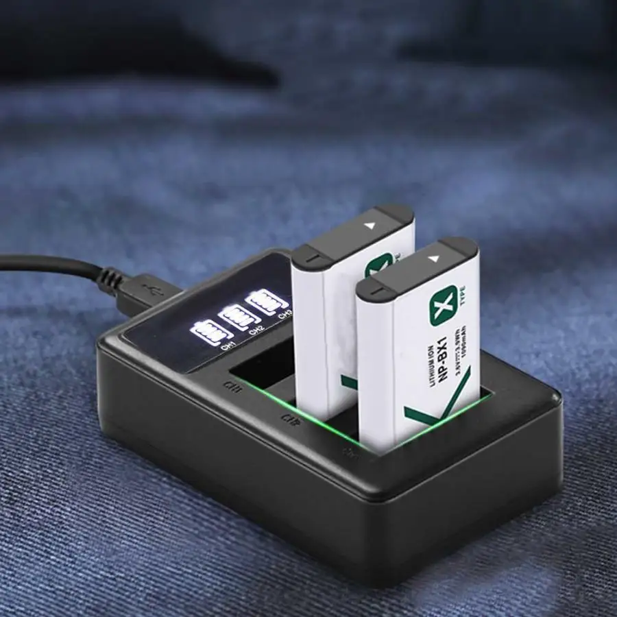 Cargador pilas recargable NP-BX1 зарядное устройство три слота usb зарядка с ЖК-экраном для sony RX100