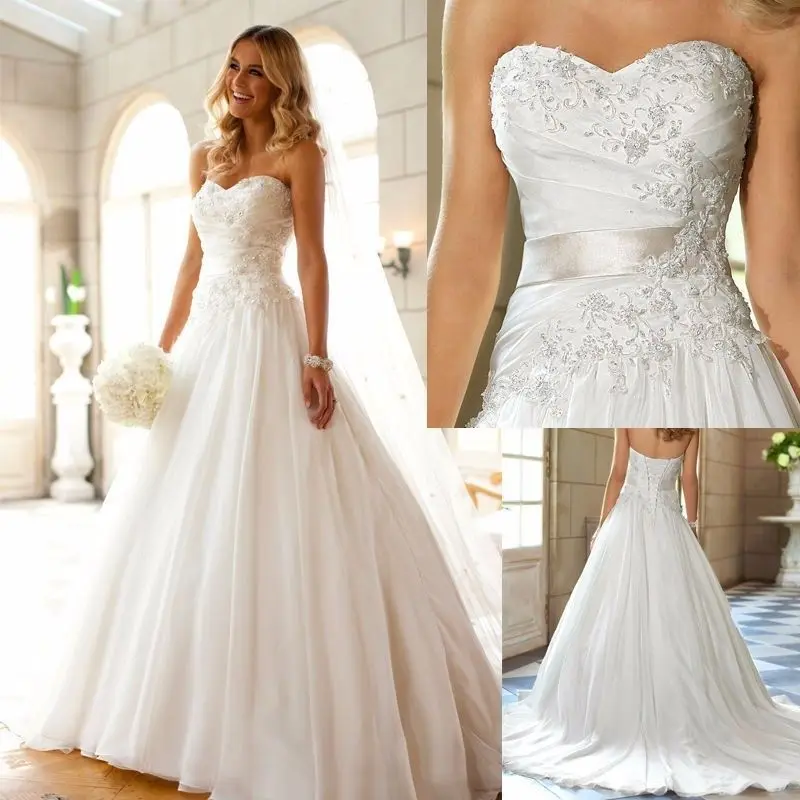 Vestido de novia sin tirantes, vestido de novia de princesa