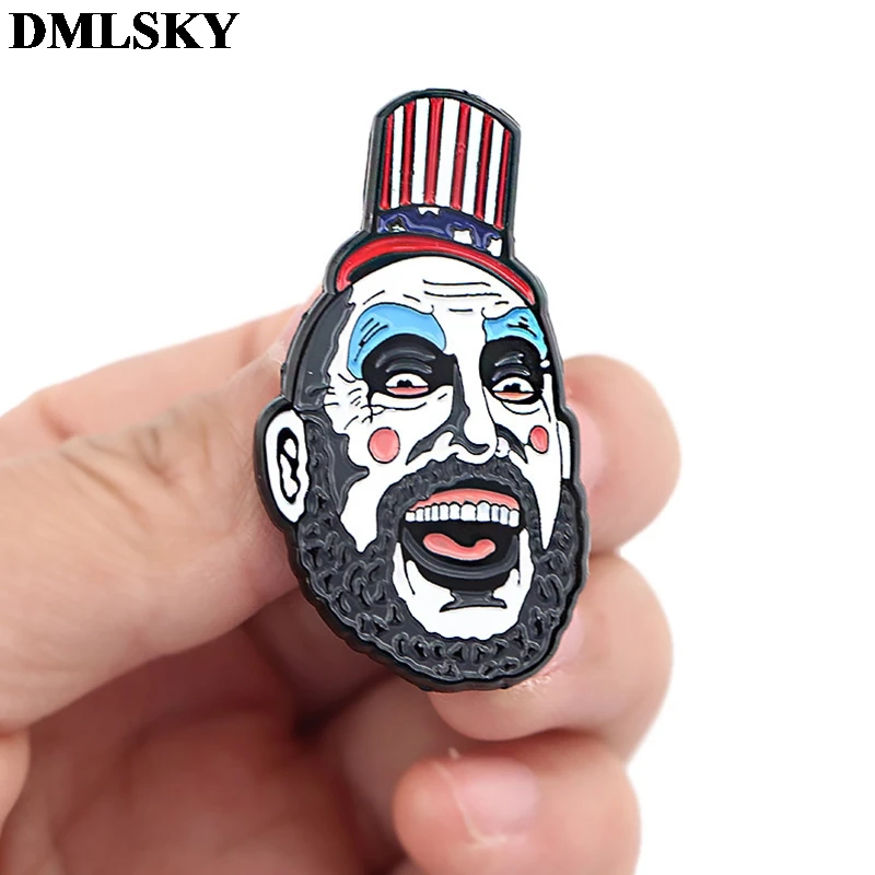 2 DMLSKY креативная Металлическая Булавка в стиле ужасов, подарки на Хэллоуин, булавка в виде мультяшного Джейсона воорхея, булавка Фредди Крюгера, заколки для галстука, значок на шляпу, M3998 - Окраска металла: 2