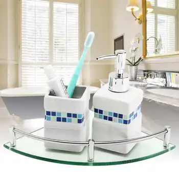 

20cm/25cm Bathroom Glass Bath Shower Triangular Shelf Holder Organizer Single Layer Modern Style Glass Bathroom Shelves