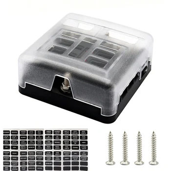 

Hot Universal 6-Way LED Blade Fuse Box with Negative Bus Bar Car Automotive Marine 12V Confuence Line Fuse Box Square Car Fuse