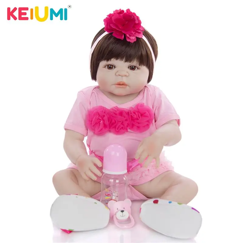 

KEIUMI 23 Inch Baby Reborn Full Silicone 57 cm Fashion Newborn Baby Doll Lifelike Simulation Doll Toy For Children's Day Gift