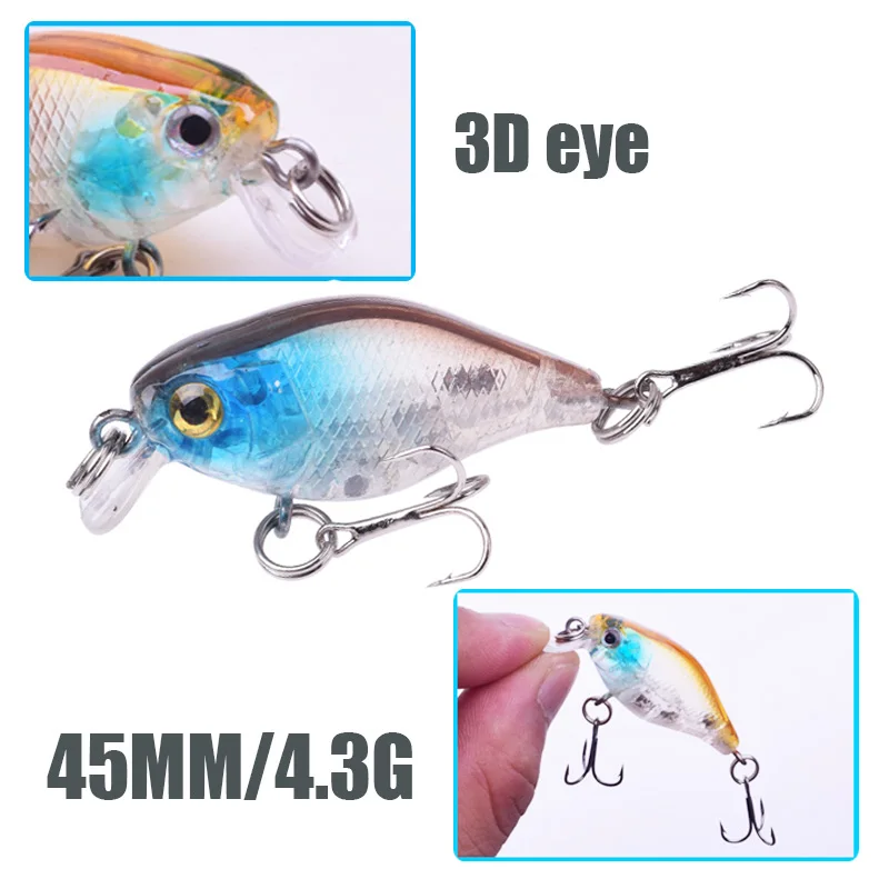 1Pcs Crankbait Deep Duiken Vissen Lokken 45Mm 4G Drijvende Wobbler Bas Baars Plastic Kunstmatige Floating Crank Hard aas