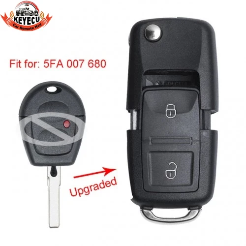 Car Remote Key Car Key Transponder Chip KEYECU P/N: 5FA 007 680 Upgraded ID48 Chip 433MHz Flip Key Remote For VW Bora Polo Toledo Leon Lbiza Cordoba Arosa Alhambra Golf