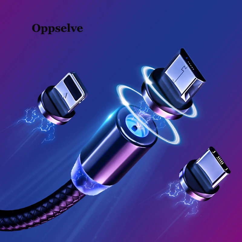 Магнитный кабель Micro USB Oppselve 2 А быстрая зарядка 1 м СВЕТОДИОДНЫЙ зарядный для Xiaomi 4X