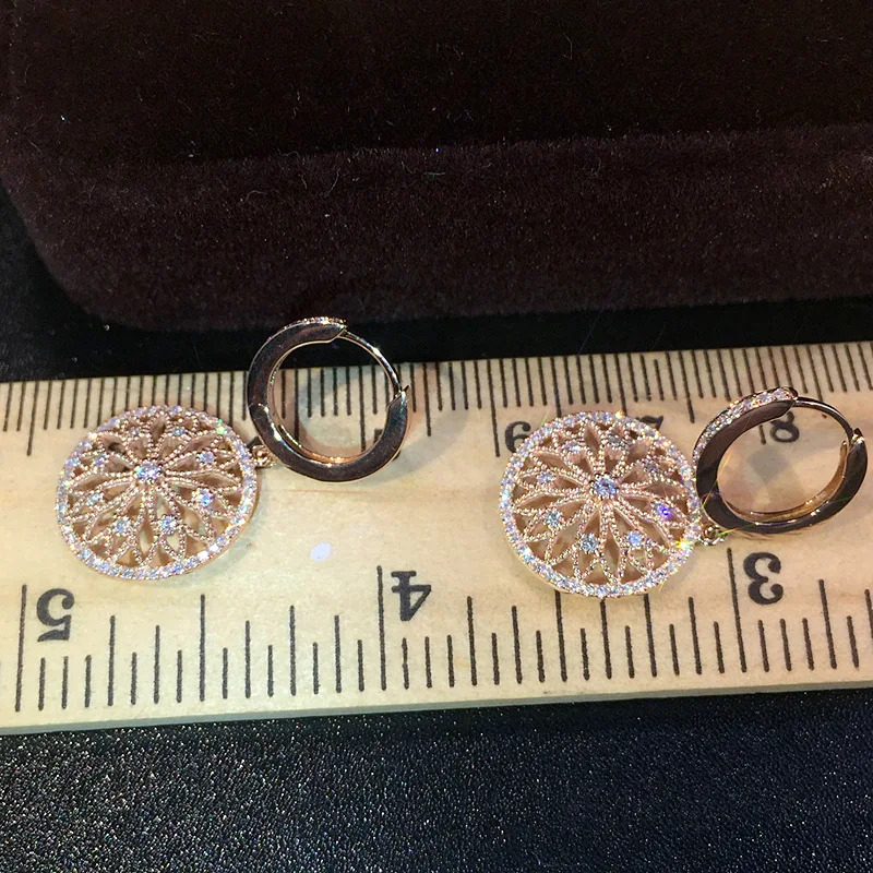 Kopen 14K Gold Echte Diamanten Oorbel Ronde Hollow Bruiloft Edelsteen voor Vrouwen Peridot Bizuteria Grrnet Drop Earring Sieraden Orecchini