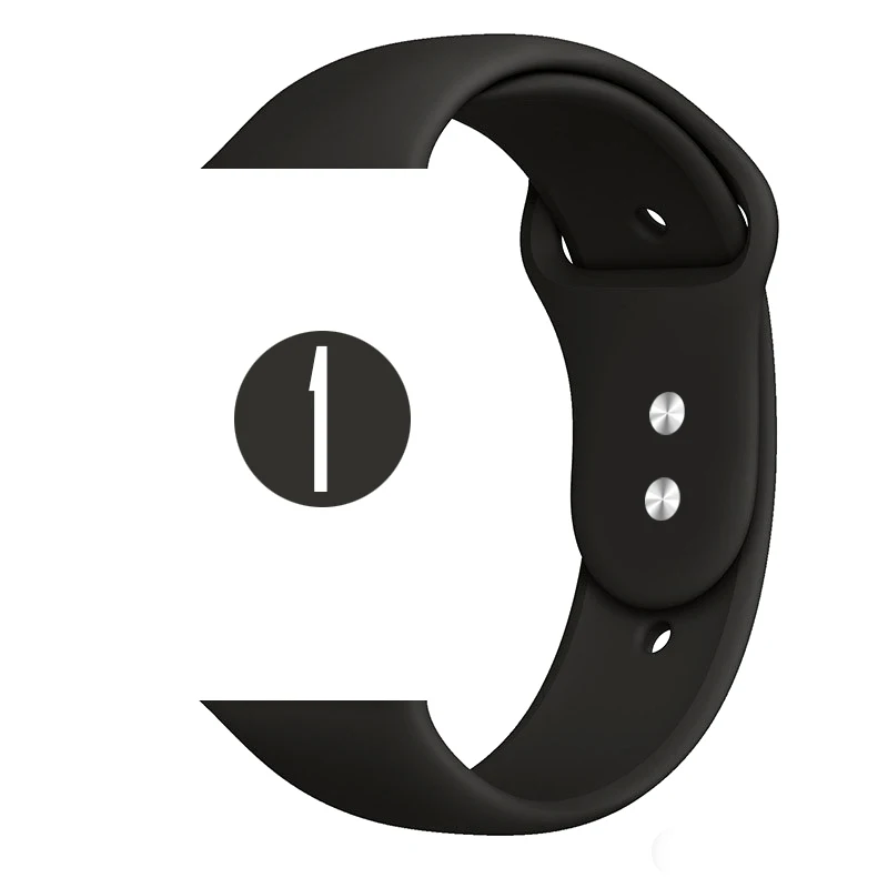 Цветной мягкий силиконовый спортивный ремешок для Apple Watch Series 5 4 3 2 1 38 мм 42 мм резиновый ремешок для часов iWatch 5 4 40 мм 44 мм - Цвет ремешка: 1 Black
