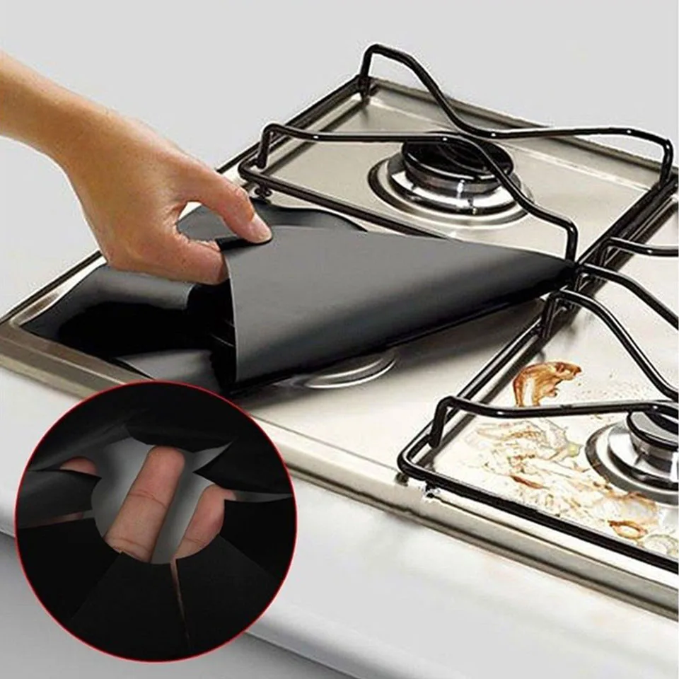

1-4Pcs Gas Stove Protector Cover/liner Clean Mat Pad Kitchen Accessories Reusable Gas Stove Stovetop Protector For Cooker Burner