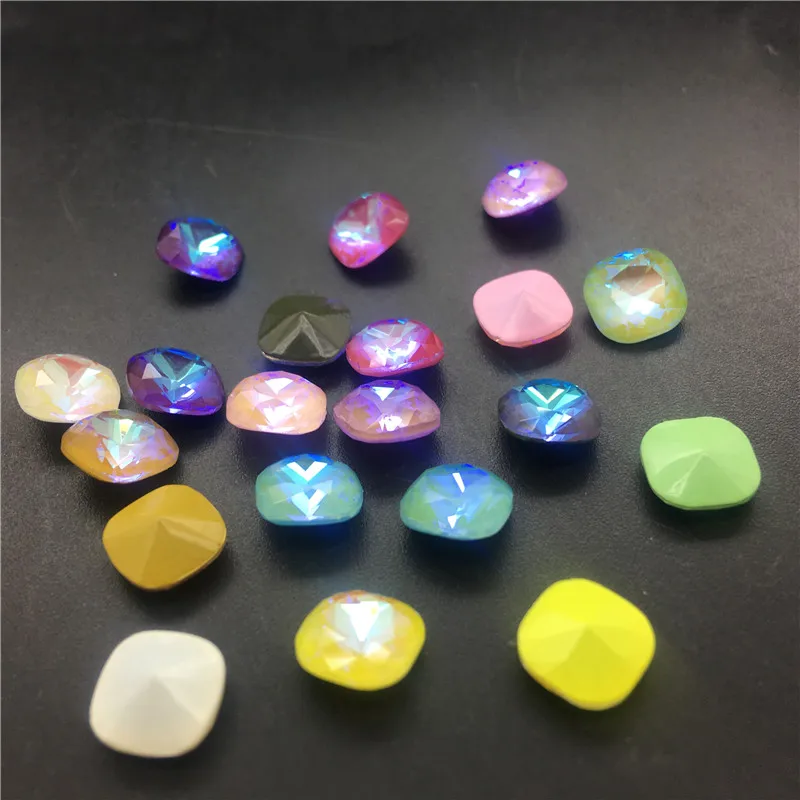 Fat SQ 6mm 50pcs TopStone мокко AB смешанные цвета K9 стекло кристалл риволи капля маркиза квадратный причудливый Камень Pointback Стразы - Цвет: Fat SQ 6mm 50pcs