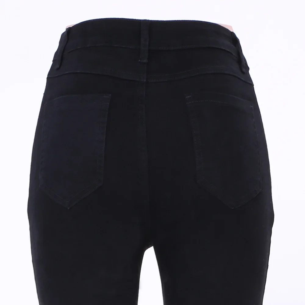 Women High Waist Skinny Denim Jeans Stretch Hollow Lace Up Pencil Pants Ladies Slim Tight Sexy Cross Bandage Denim Jeans AA11510