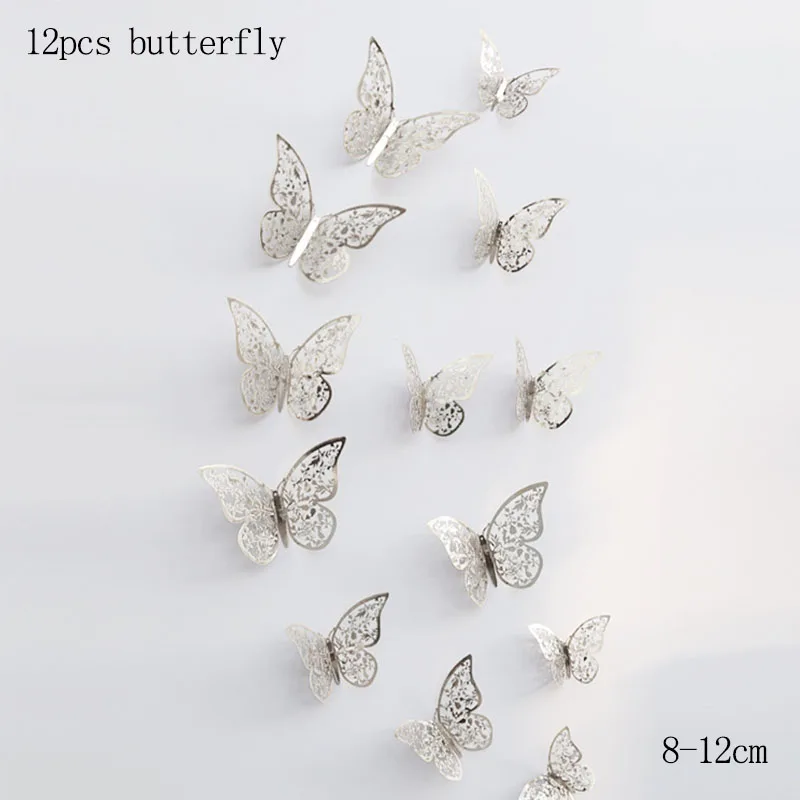 silver C butterfly Вечерние бумажные цветы для настенного декора фламинго, свадебные декорации, рождественские декорации, товары для дня рождения, искусственные цветы - Цвет: silver C butterfly