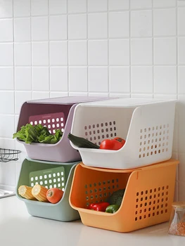 

Kitchen vegetable storage basket plastic stackable fruit storage basket sundries snack storage basket storage box