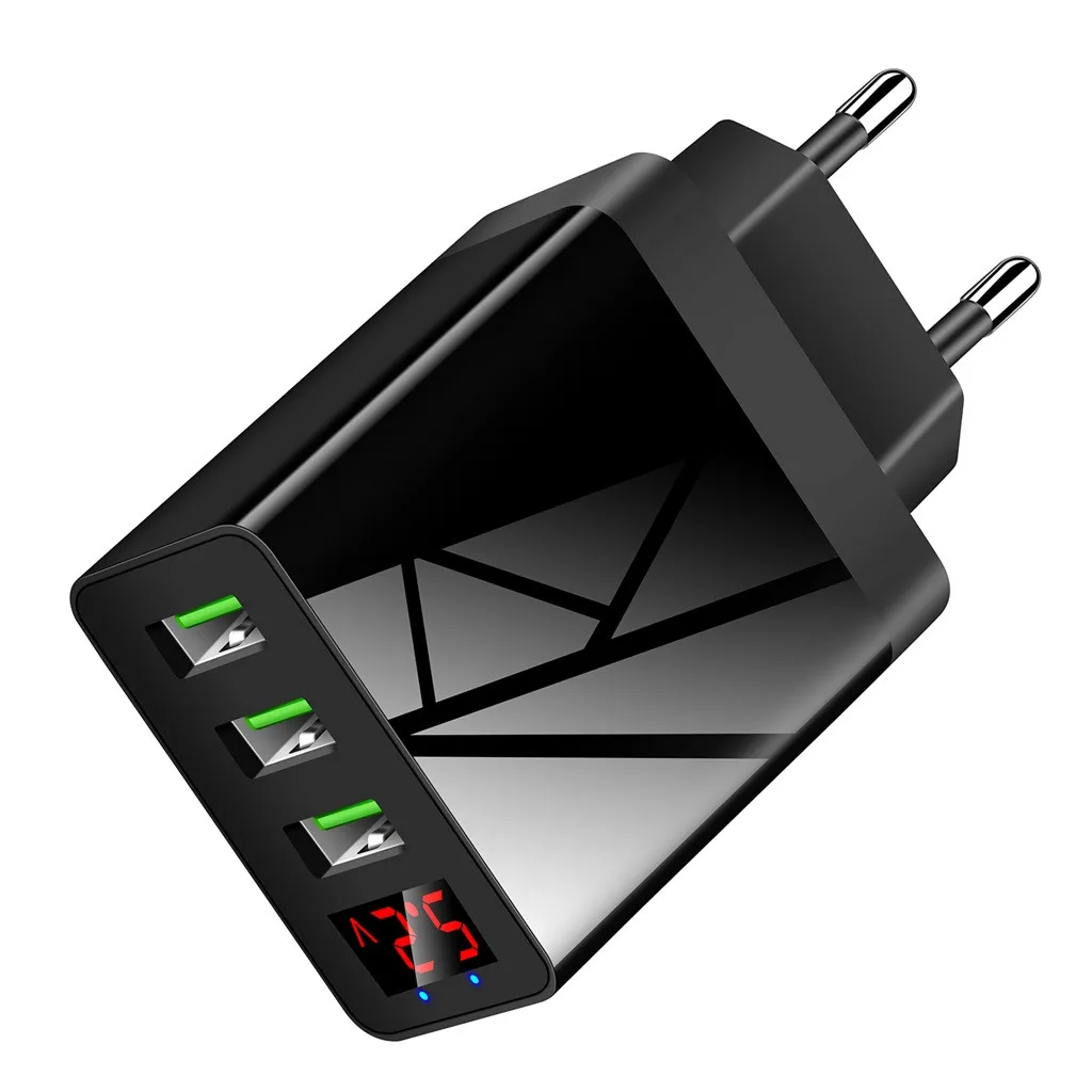 Сетевое зарядное устройство с 3 USB портами и цифровым дисплеем 0 А|Зарядные