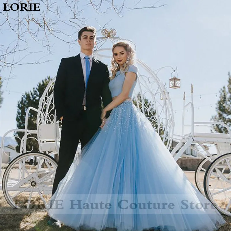 Свадебные платья Lorie из 2 предметов Vestido de novia A Line пышные тюлевые Свадебные платья длиной до пола