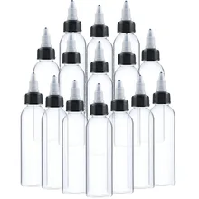 50Pcs 30ml 60ml 100ml 120ml Plastic Empty Tattoo Ink Bottle Twist Top Black Cap Transparent Clear Bottle Tattooing Accessories