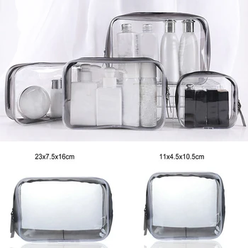 

1 Pcs Portable Zipper 4 Size PVC Transparent Waterproof Wash Toiletry Pouch Cosmetic Bag Makeup Organizer