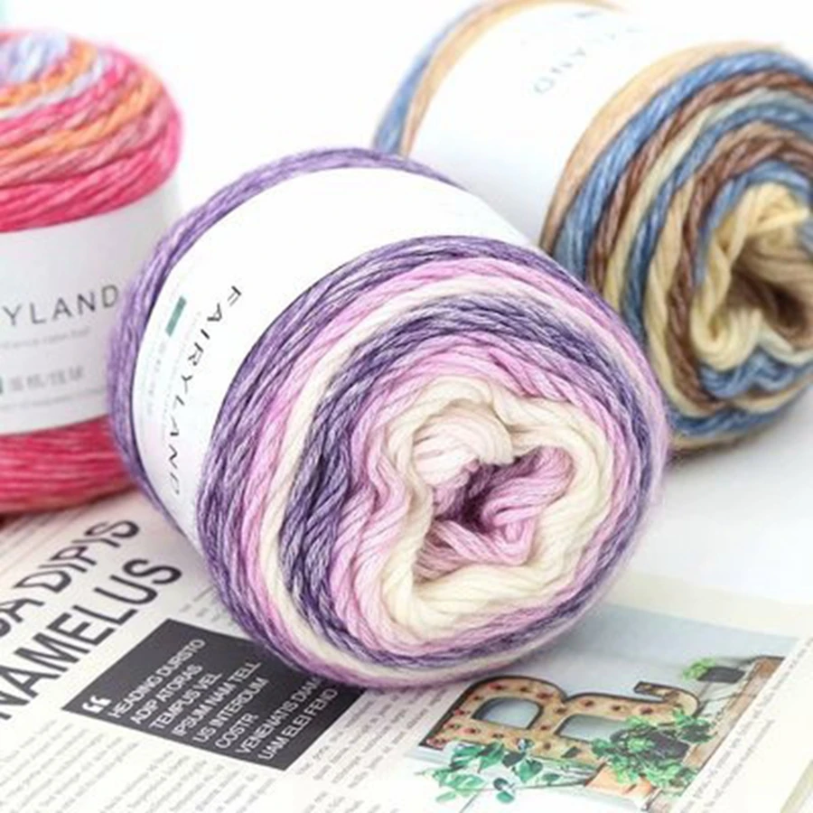 Thick Yarn Crochet Hand-Knitting Rainbow-Color Soft 100g Scarf Sweater Warm for Sofa