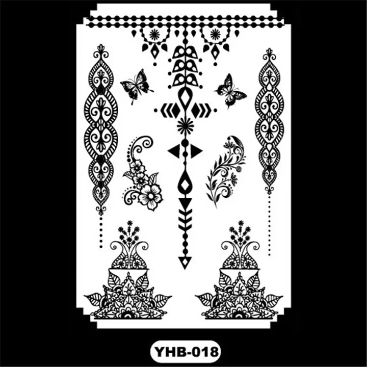 4   2pcs Women Black Lace Tattoo Stickers Waterproof Durable Hannah Sexy Fashion Tattoo Water Transfer Men Body Painting Sticker