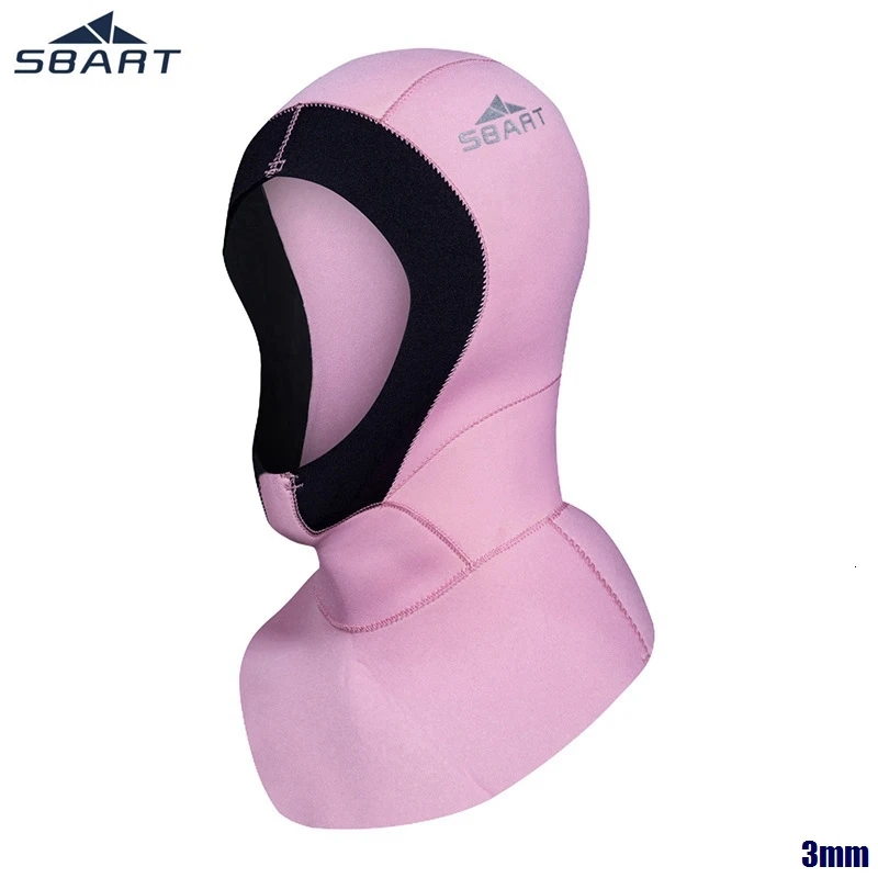 SBART 3mm Neoprene Men Women Scuba Diving Snorkeling Neck Hat Full Face Mask Waterproof Warm Spearfishing Swimming Hood Cap - Цвет: Pink
