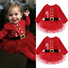 Нарядное рождественское платье-пачка для девочек; Рождественская Одежда для новорожденных 0-24 месяцев