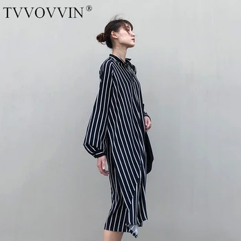 

Korea Women Black Striped Split Big Size Dress New Stand Collar Long Sleeve Loose Fit Fashion Tide Spring Autumn 2020 1N654