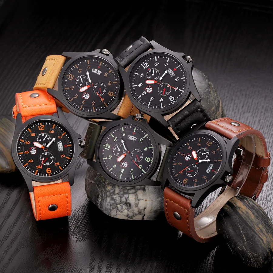 Классические мужские часы мужские водонепроницаемые Дата спортивный кожаный ремешок Кварцевые армейские мужские часы наручные вечерние модные часы