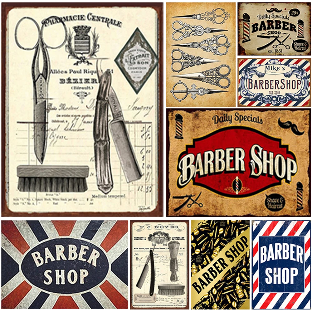 Hairstyling of the 1920-50s BARBER SHOP  VINTAGE STYLE METAL TIN SIGN POSTER