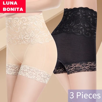 

3Pcs/lot Anti Emptied Boyshort Laces Butt Lifter Panties Women High Waist Slimming Underwear Ladies Body Shaper Tummy Shapewear