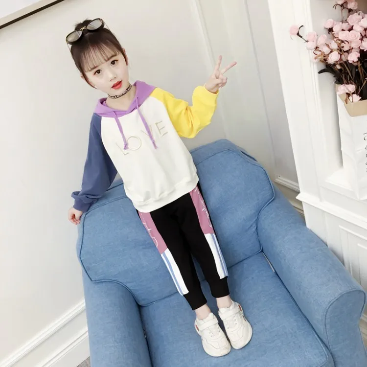 

Girls Autumn Clothing Set 2019 New Style Western Style Korean-style Children Spring And Autumn Big Boy Casual Sports Network Red