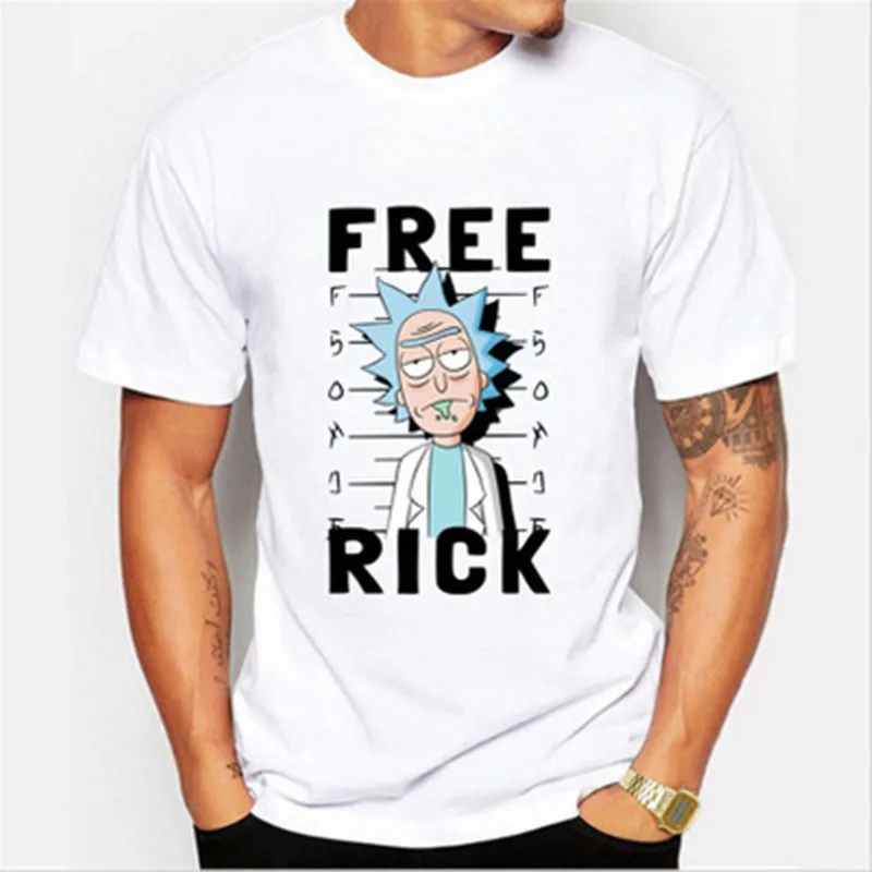 Мужская футболка с круглым вырезом, свободная футболка с принтом rick and morty, Новые повседневные футболки топы - Цвет: 1