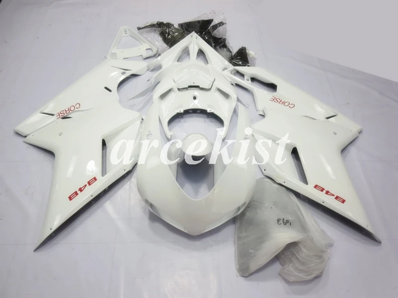ABS полный обтекатель комплект подходит для DUCATI 848 evo 1098 1198 1098S 2007 2008 2009 2010 2011 2012 набор черный - Цвет: white