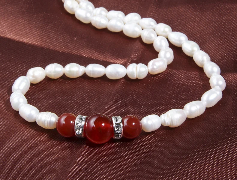 Жемчужное ожерелье белое натуральное пресноводное жемчужное ожерелье Ffor для женщин 5-6 мм ожерелье бусы ювелирные изделия 40 см длина